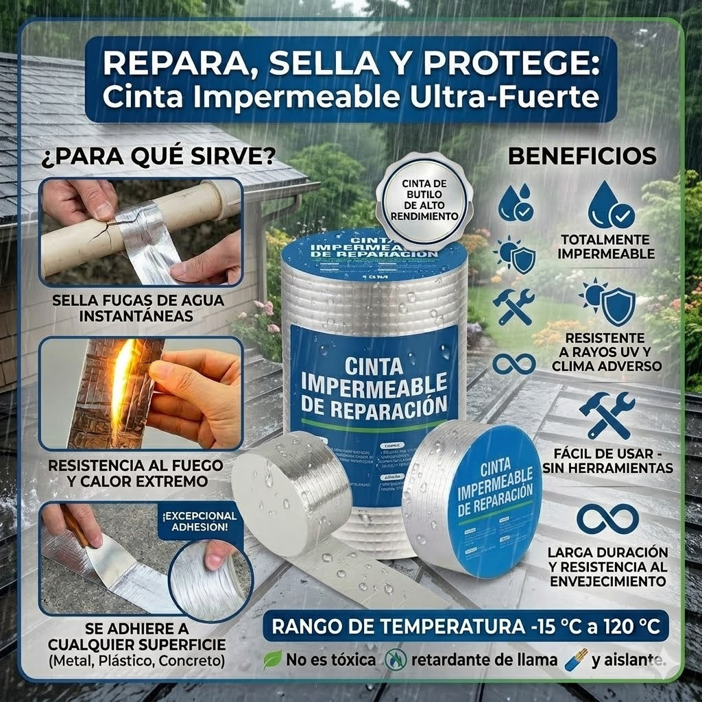 Sella cualquier filtración para siempre. Calidad extrema que no se despega ni se reseca